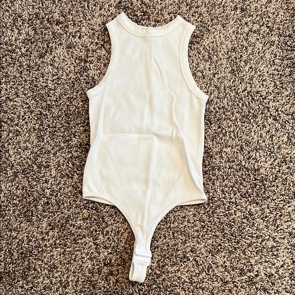 White Bodysuit with High Neckline